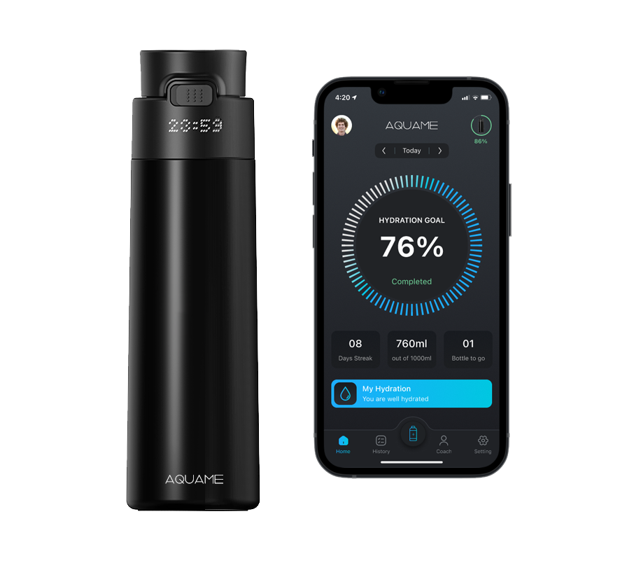 AQUAME 2.0 Smart Water Bottle Jet Black