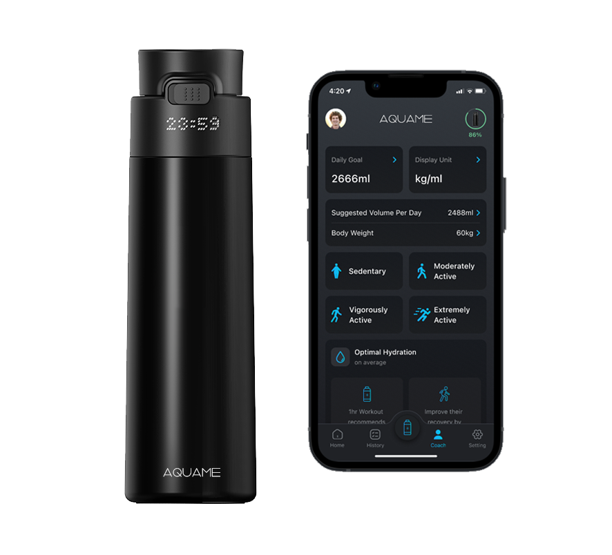 AQUAME 2.0 Smart Water Bottle Jet Black