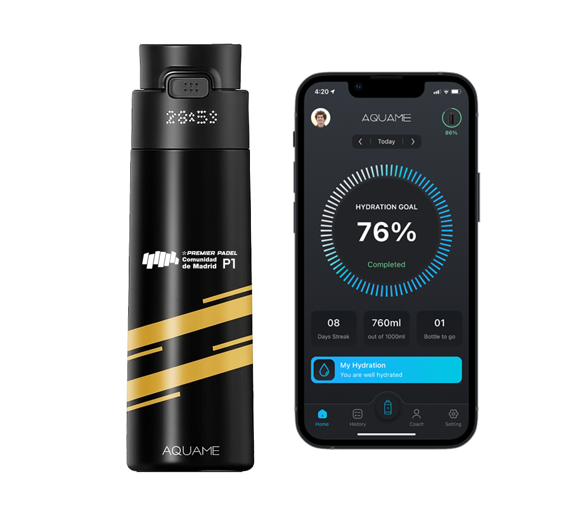 Madrid Premier Padel x AQUAME 2.0 – Limited Edition Black & Gold