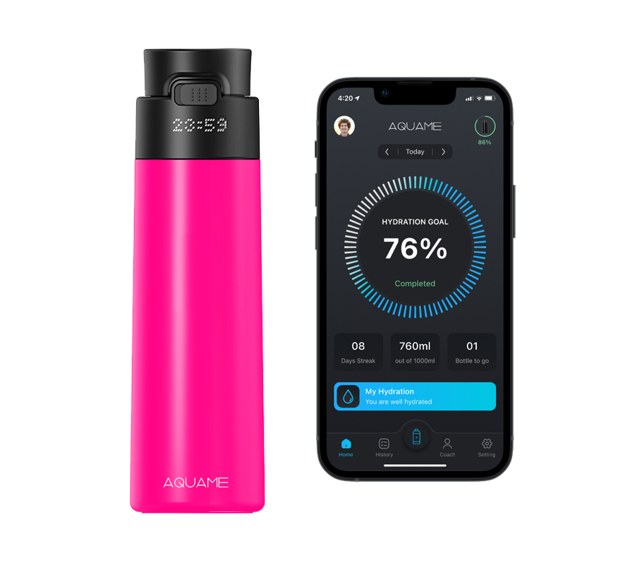 AQUAME 2.0 Smart Water Bottle Neo Pink
